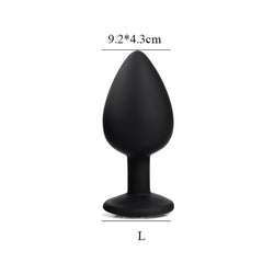 Sexual Wellness - Jewel Butt Plug Black 2.8/3.3/4.3cm in Diameter - Blissful Delirium