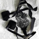 Sexual Wellness - Black Sexy Lace Mask Handcuffs - Blissful Delirium