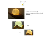 Moon Lamp 2 Color Change Touch Switch 3D Print - Blissful Delirium