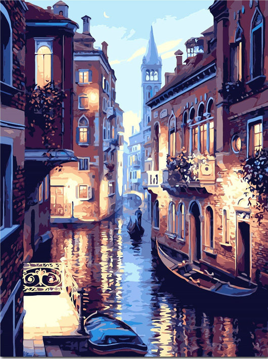 Gondola Night Paint-By-Number Kit - Blissful Delirium