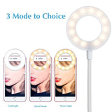 Selfie Ring Light with Cell Phone Holder Stand for Live Stream/Makeup Compatible with iPhone 8 7 6 Plus X Android - Blissful Delirium