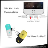 Mini 4 in 1 Function Wired Earphone & Charger Adapter For iPhone 7, 8 Plus, X - Blissful Delirium